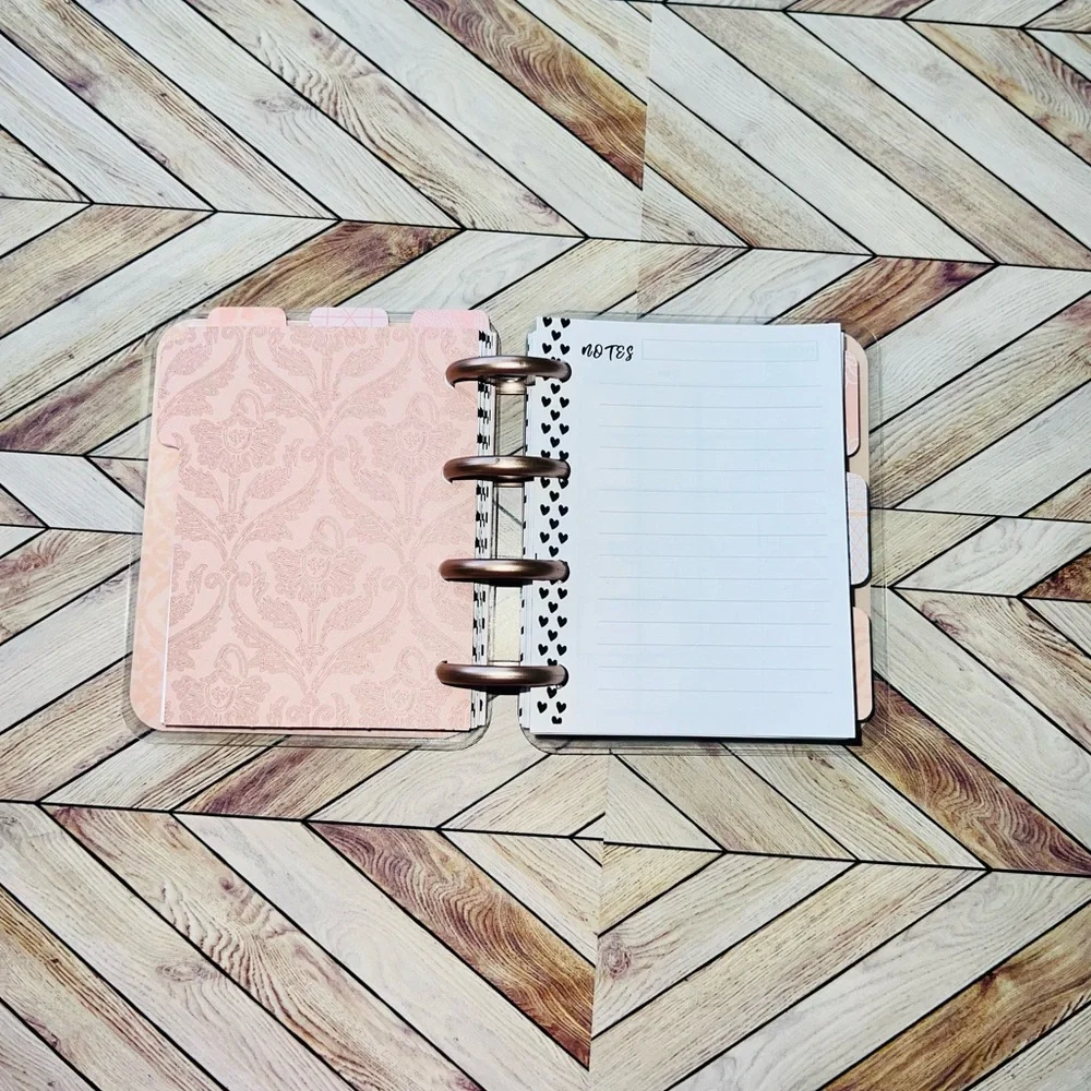 Happy planner micro size notes monthly and weekly layout Rose Golg Quartz floral